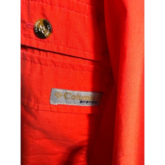 Columbia PFG Mens Long Sleeve Shirt S 65% Polyester 35% Cotton Bright Red - Picture 7 of 11